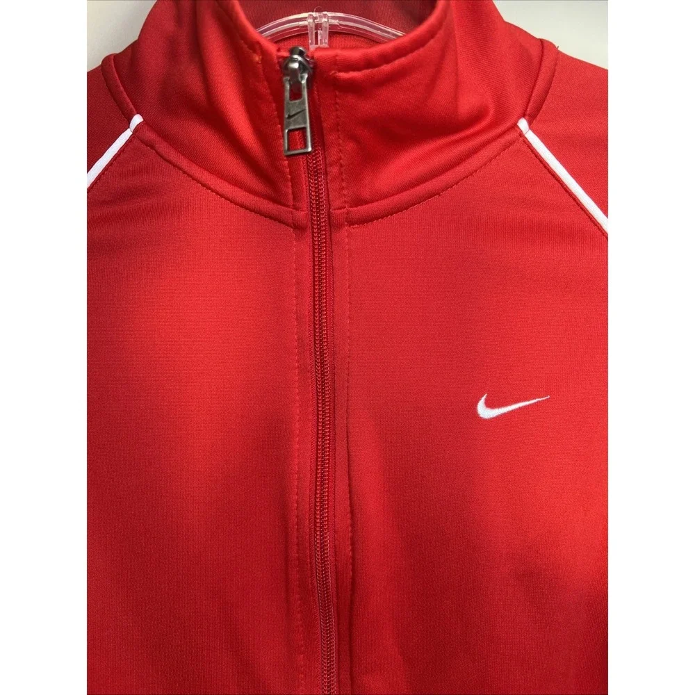 Nike The Athletic Dept Women's Large Red Full Zip Track Jacket White Piping